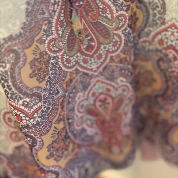 One World Cape style Sheer soft colored Print Blouse 3/4 SleevesSize Medium - Picture 5 of 7